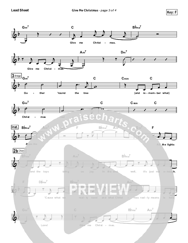 Give Me Christmas Lead Sheet (Sidewalk Prophets)