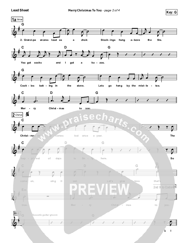 Merry Christmas To You Lead (SAT) (Sidewalk Prophets)