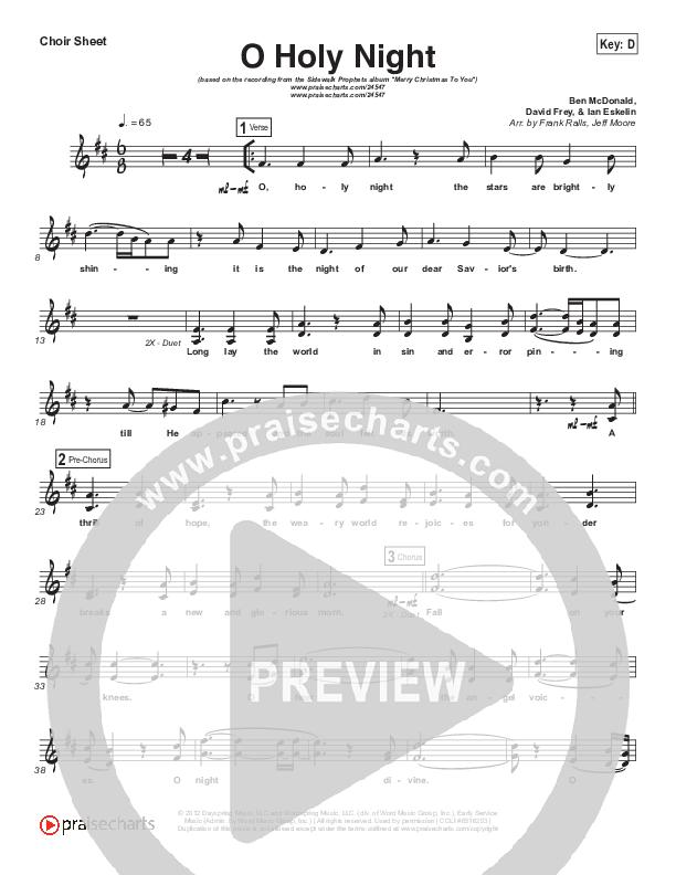 O Holy Night Choir Sheet (SATB) (Sidewalk Prophets)