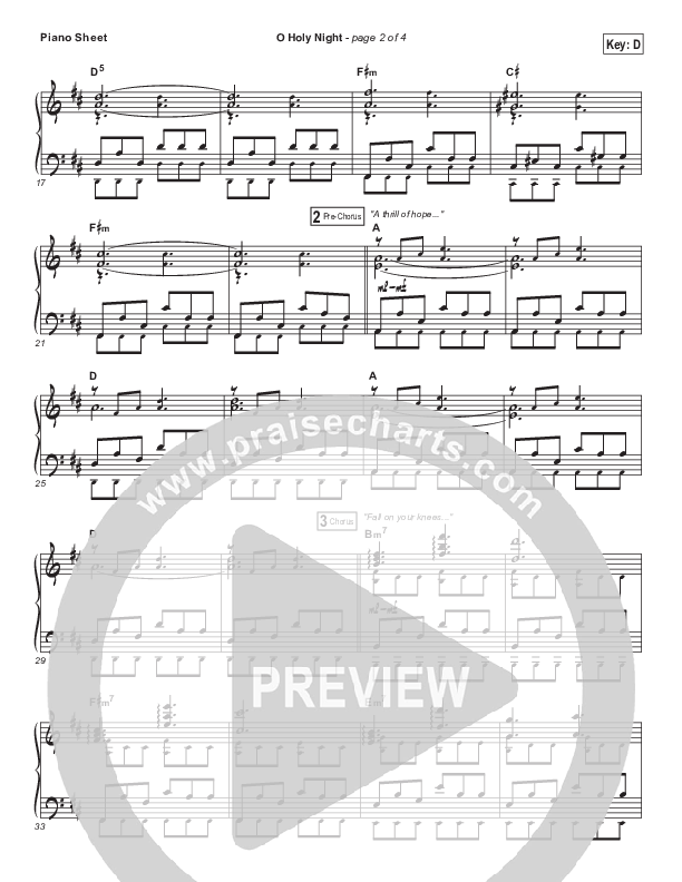 O Holy Night Piano Sheet (Sidewalk Prophets)