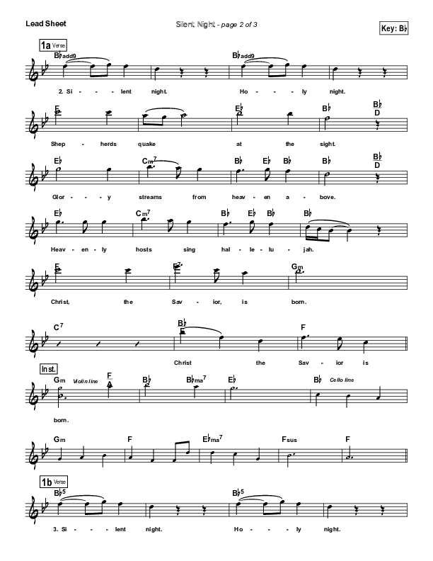 Silent Night Lead Sheet (Sidewalk Prophets)