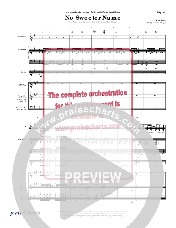 No Sweeter Name Conductor's Score (Kari Jobe)