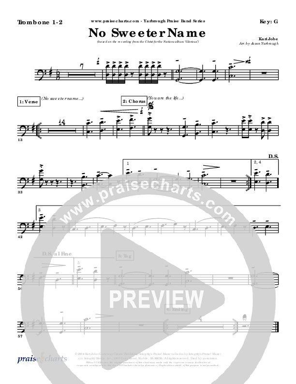 No Sweeter Name Trombone 1/2 (Kari Jobe)