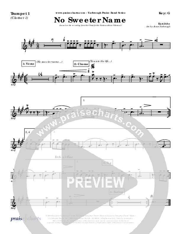 No Sweeter Name Trumpet 1 (Kari Jobe)