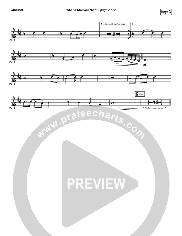 What A Glorious Night Clarinet (Sidewalk Prophets)