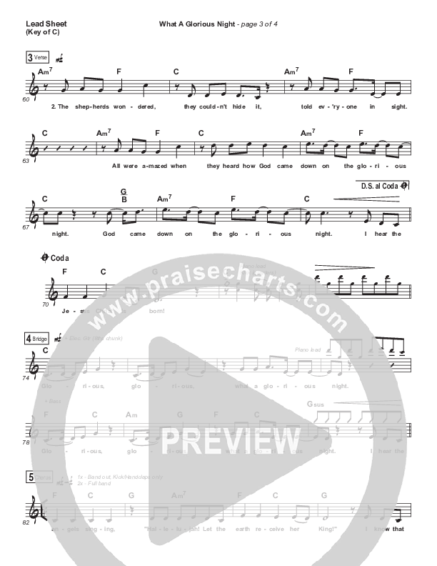 What A Glorious Night Lead Sheet (Melody) (Sidewalk Prophets)