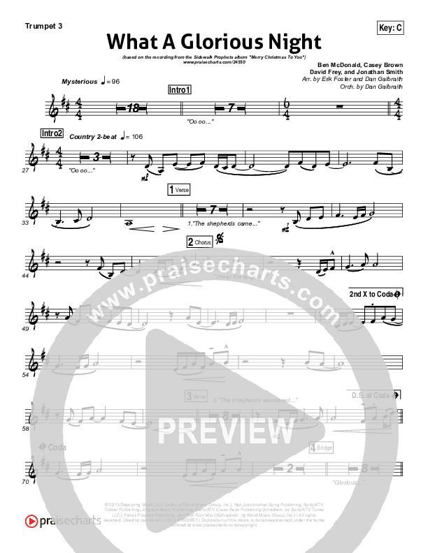 What A Glorious Night Trumpet 3 (Sidewalk Prophets)