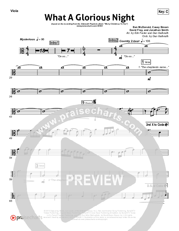 What A Glorious Night Viola (Sidewalk Prophets)