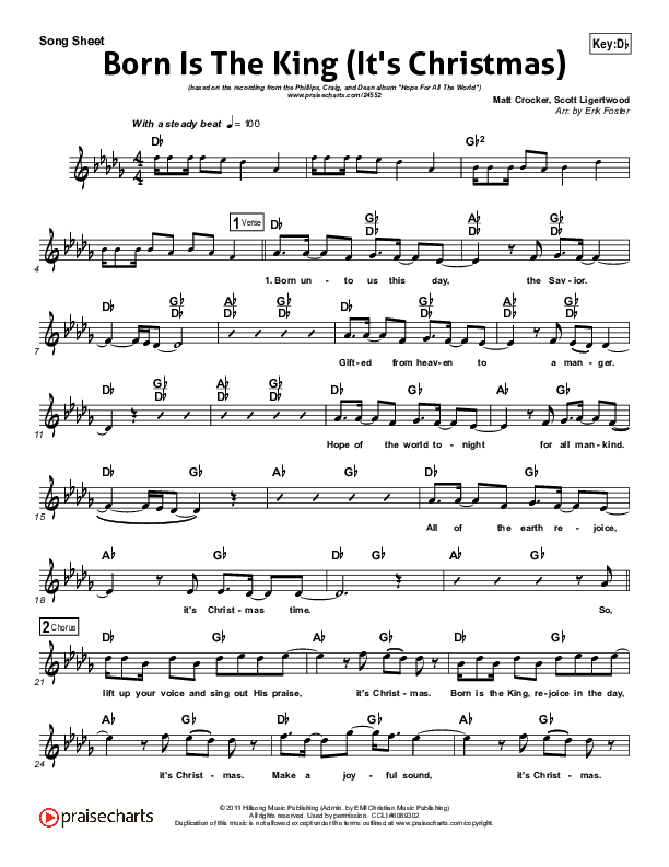 Born Is The King (It's Christmas) Lead (SAT) (Phillips Craig & Dean)