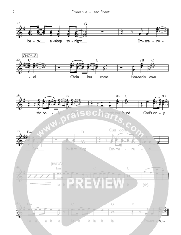 Emmanuel Lead Sheet (Valley Worship)