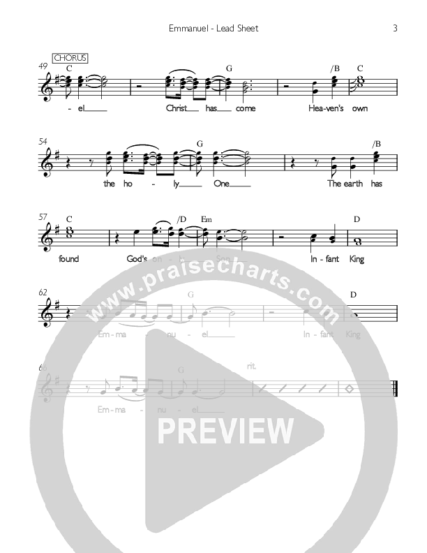 Emmanuel Lead Sheet (SAT) (Valley Worship)