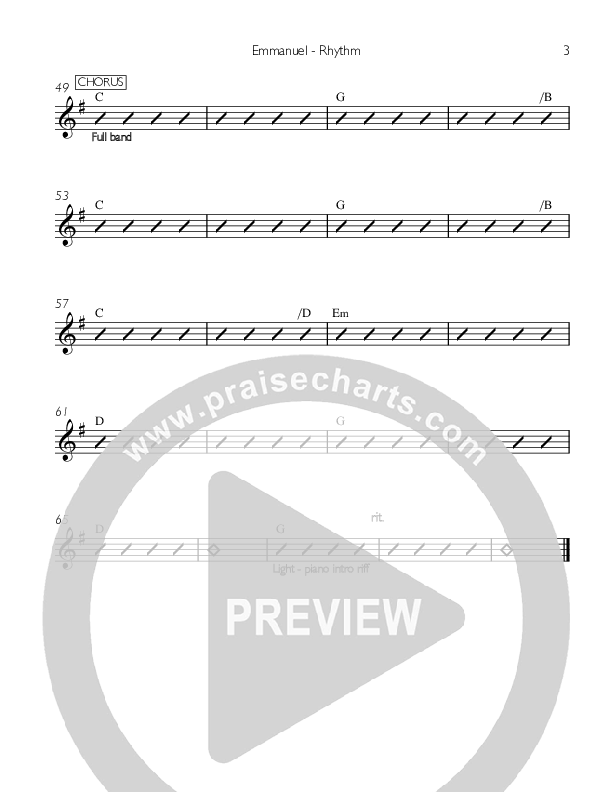 Emmanuel Rhythm Chart (Valley Worship)