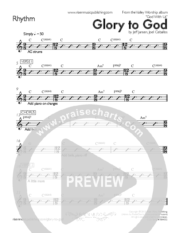 Glory To God Rhythm Chart (Valley Worship)