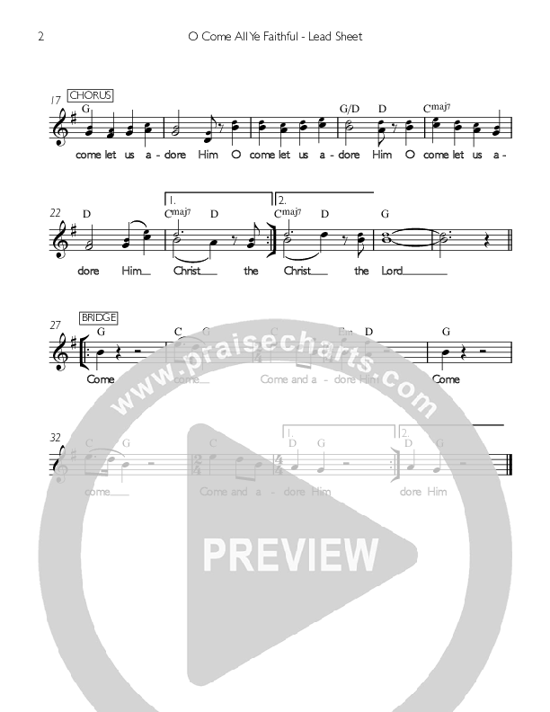 O Come All Ye Faithful Lead Sheet (Valley Worship)