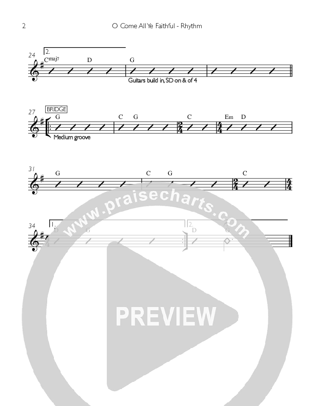 O Come All Ye Faithful Rhythm Chart (Valley Worship)