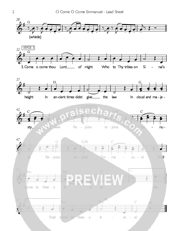 O Come O Come Emmanuel Lead Sheet (Valley Worship)
