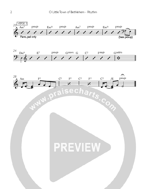 O Little Town Of Bethlehem Rhythm Chart (Valley Worship)