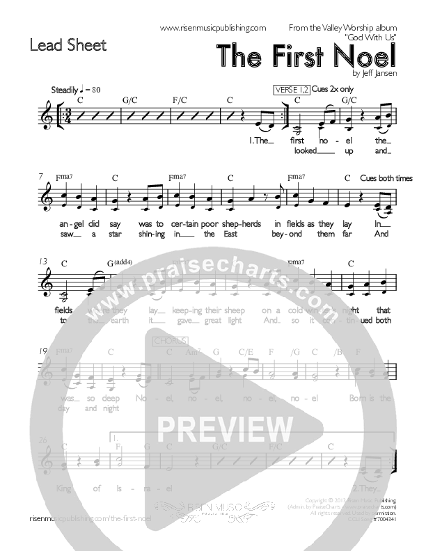 The First Noel Lead Sheet (Valley Worship)