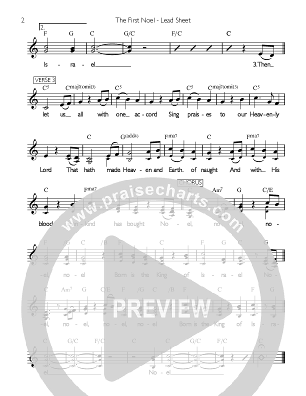The First Noel Lead Sheet (Valley Worship)