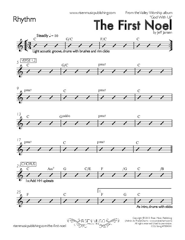 The First Noel Rhythm Chart (Valley Worship)