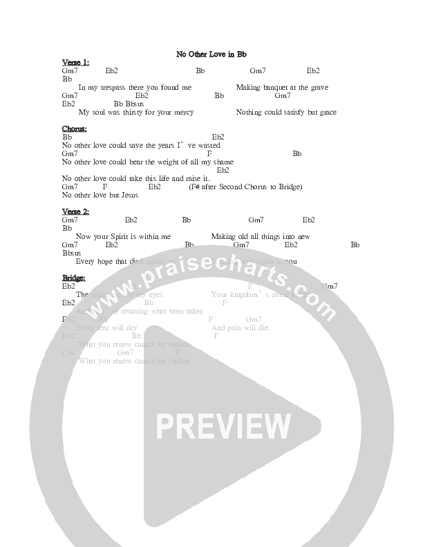 No Other Love Chords & Lyrics (Jeremy Horn)