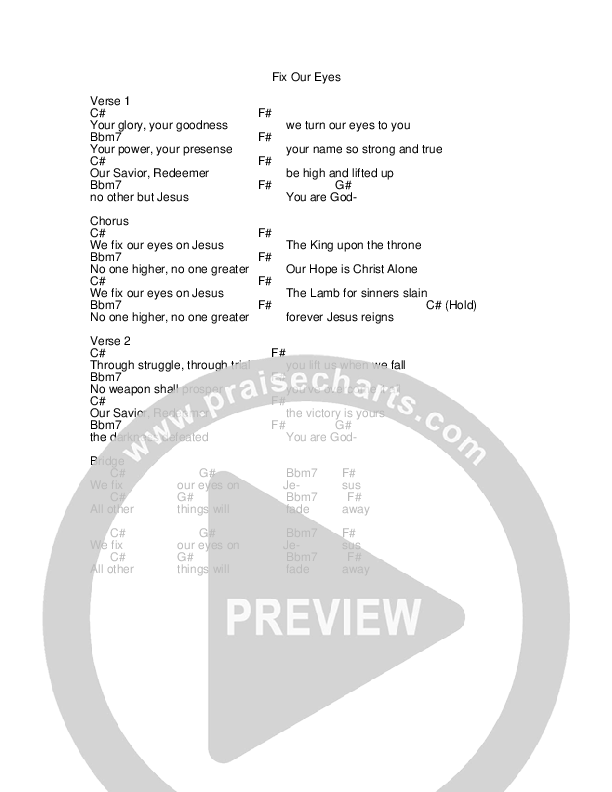 Fix Our Eyes Chords & Lyrics (Jeremy Horn)