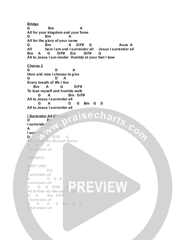 All To Jesus (with I Surrender All) Chords & Lyrics (Jeremy Horn)