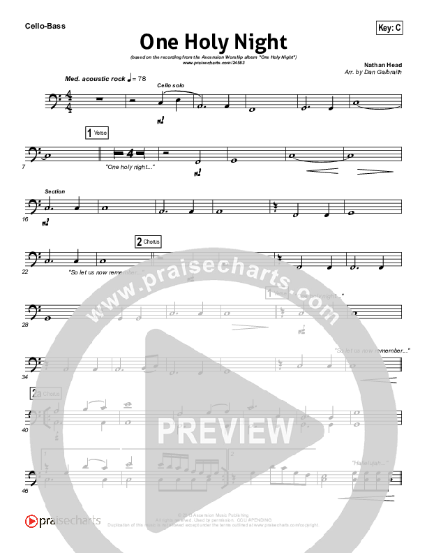 One Holy Night Cello/Bass (Ascension Worship)