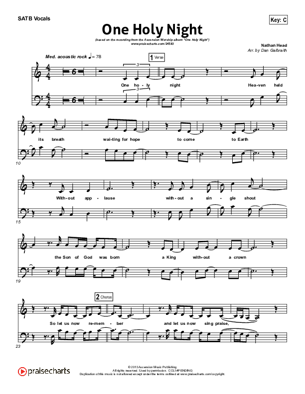 One Holy Night Choir Sheet (SATB) (Ascension Worship)