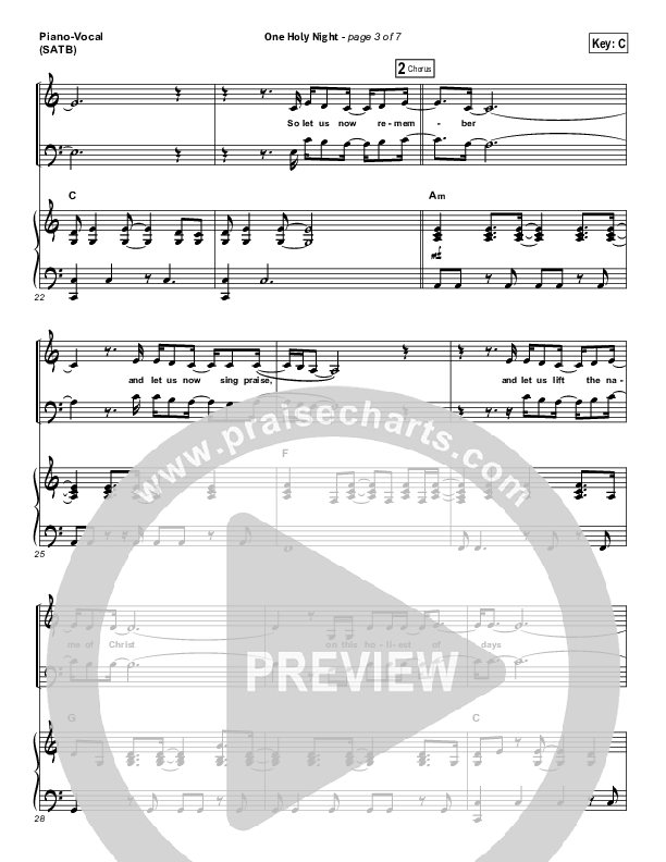 One Holy Night Piano/Vocal (SATB) (Ascension Worship)