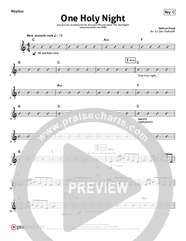 One Holy Night Rhythm Chart (Ascension Worship)
