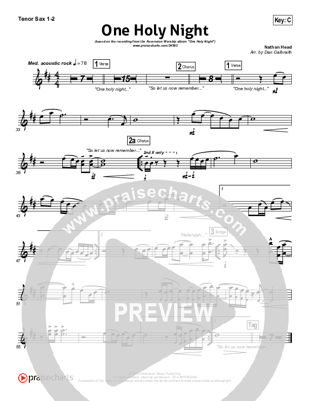 One Holy Night Tenor Sax 1/2 (Ascension Worship)