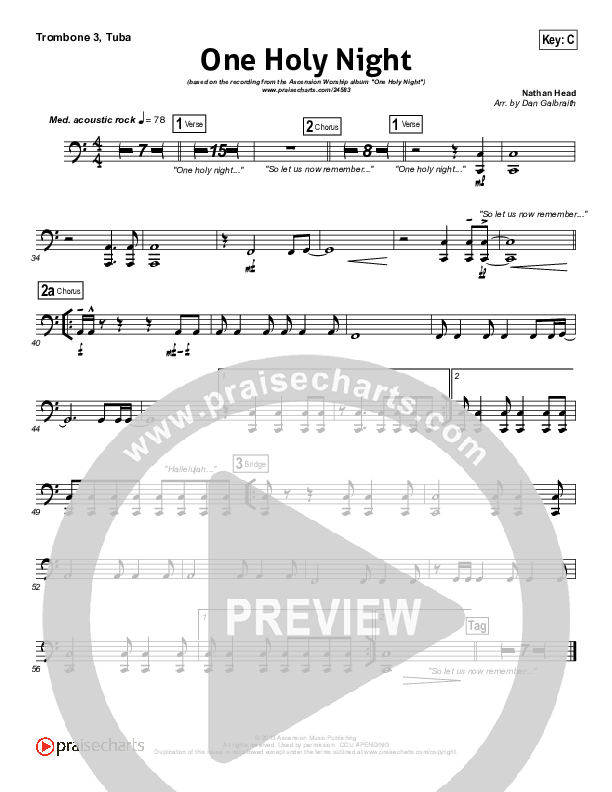 One Holy Night Trombone 3/Tuba (Ascension Worship)