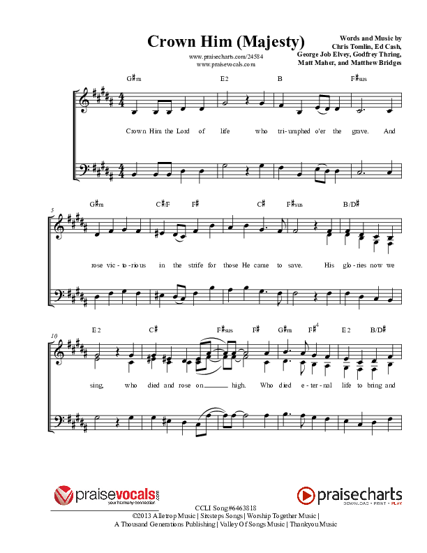 Crown Him (Majesty) Lead Sheet (PraiseVocals)