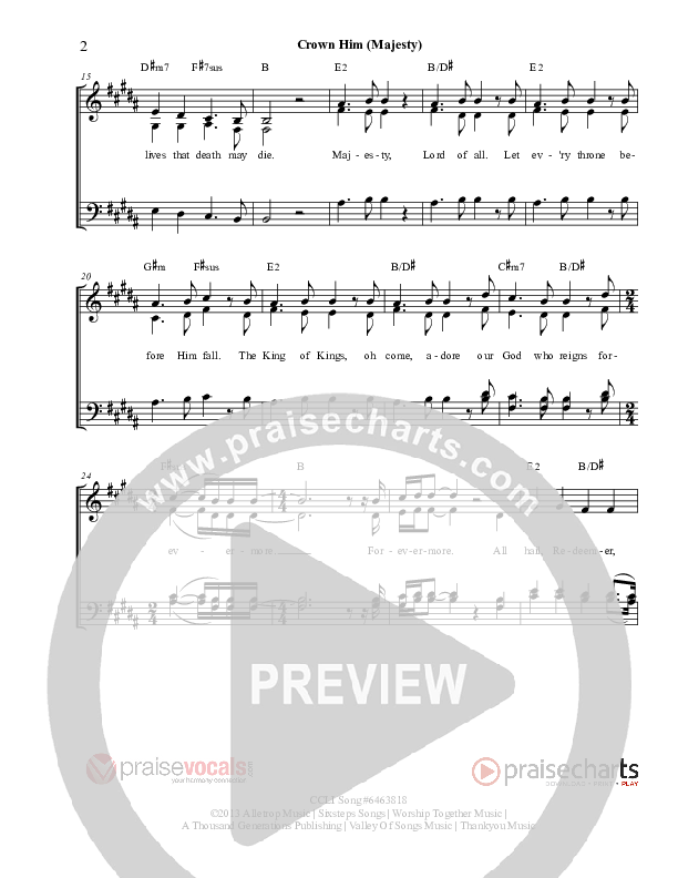 Crown Him (Majesty) Lead Sheet (PraiseVocals)