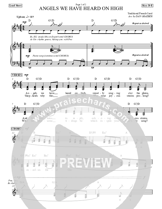 Angels We Have Heard On High Lead Sheet (Dan Graeber)