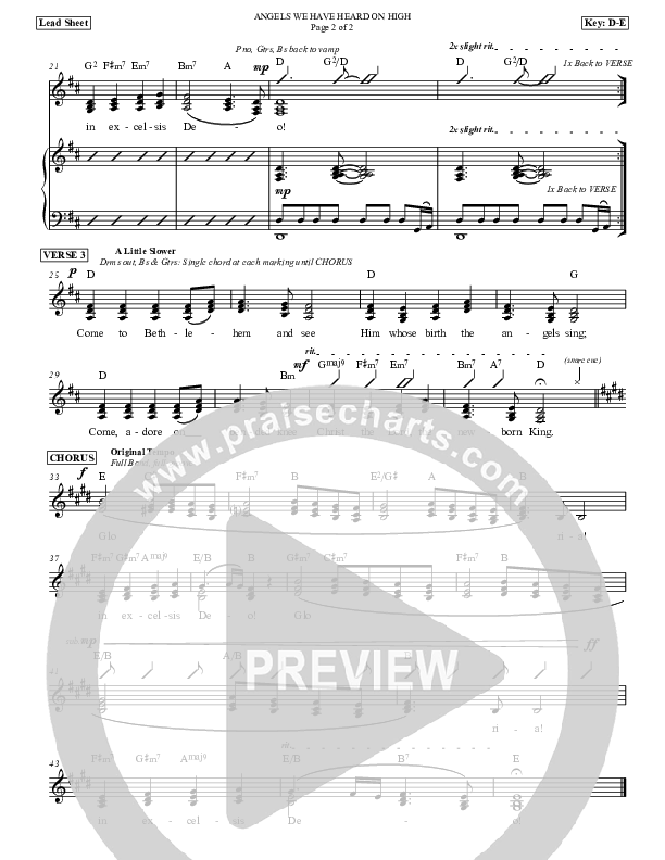 Angels We Have Heard On High Lead Sheet (Dan Graeber)