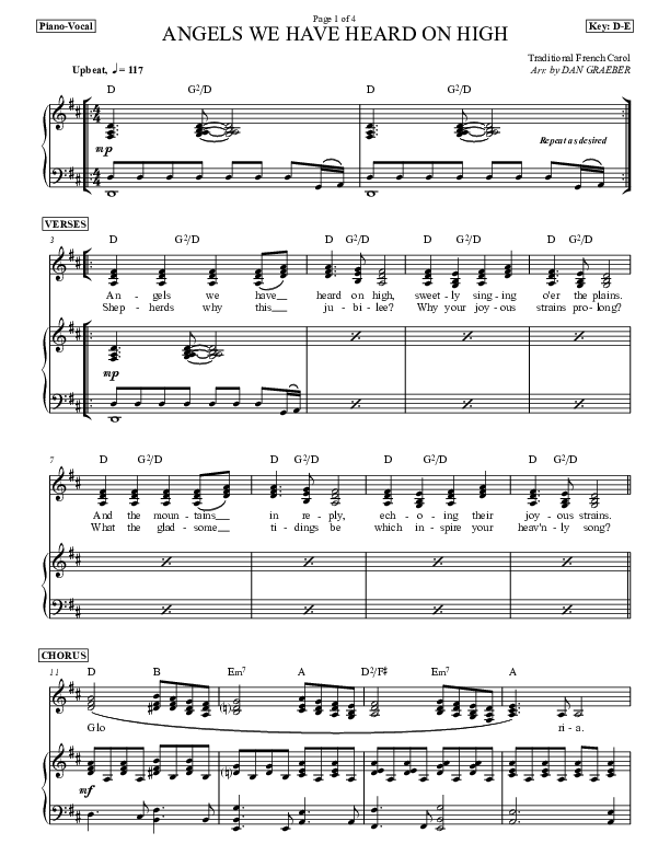 Angels We Have Heard On High Piano/Vocal (Dan Graeber)