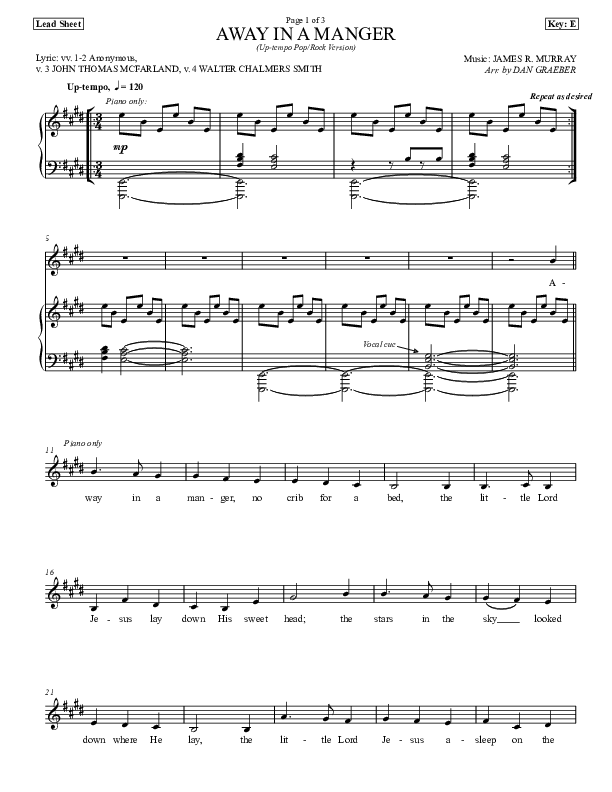 Away In A Manger Lead Sheet (Dan Graeber)