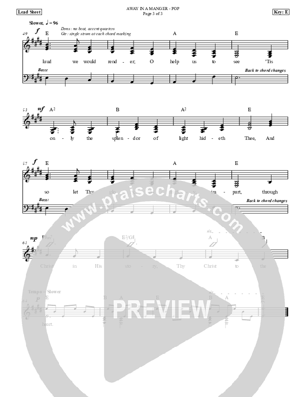 Away In A Manger Lead Sheet (Dan Graeber)