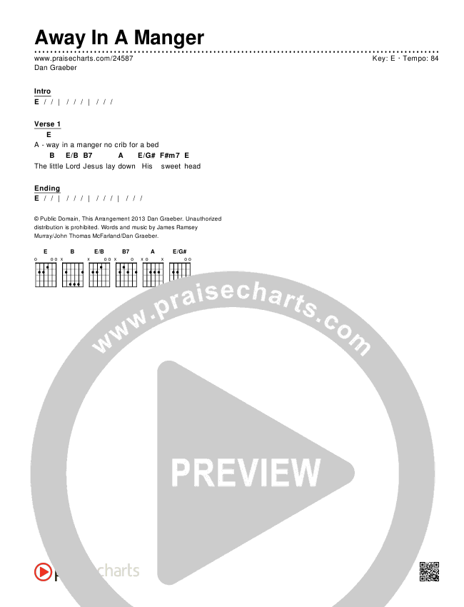 Away In A Manger Chords & Lyrics (Dan Graeber)