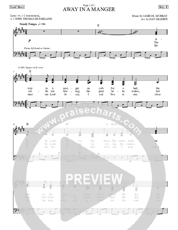 Away In A Manger Lead Sheet (Dan Graeber)