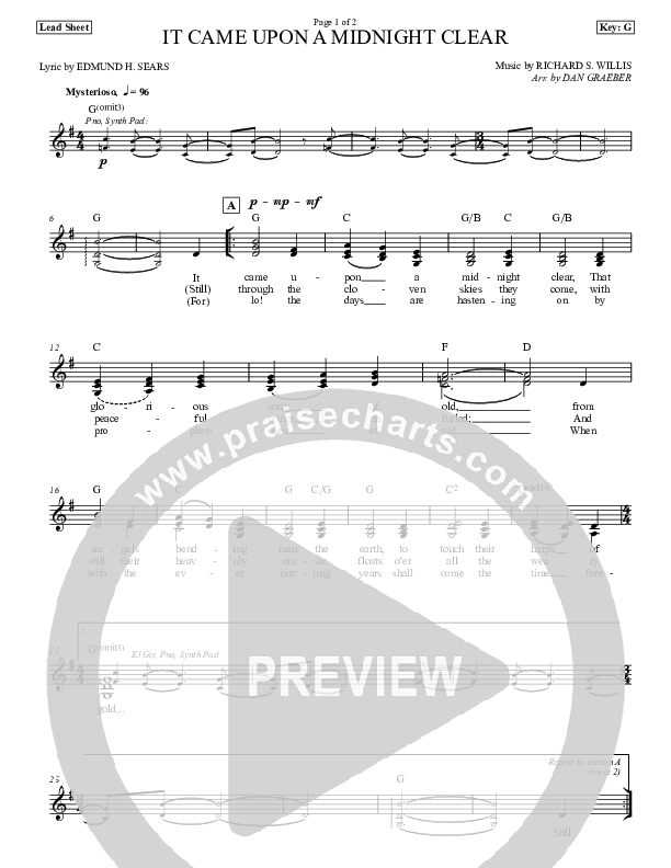 It Came Upon A Midnight Clear Lead Sheet (Dan Graeber)