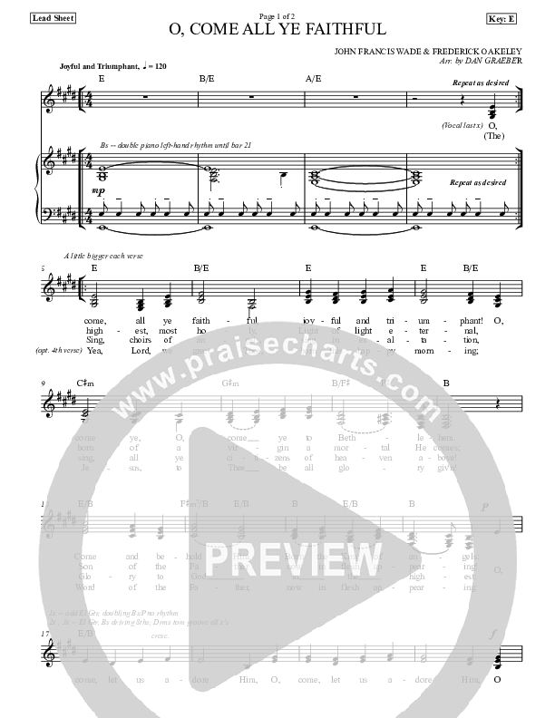 O Come All Ye Faithful Piano/Vocal & Lead (Dan Graeber)