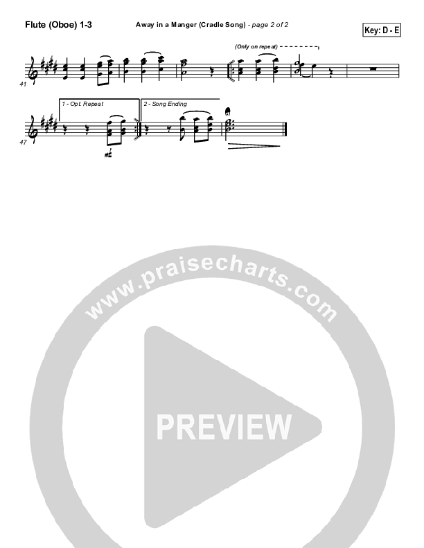 Away In A Manger (Cradle Song) Flute/Oboe 1/2/3 ( / Traditional Carol / PraiseCharts)