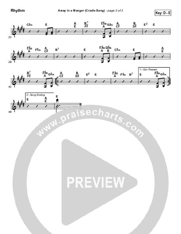Away In A Manger (Cradle Song) Rhythm Chart ( / Traditional Carol / PraiseCharts)