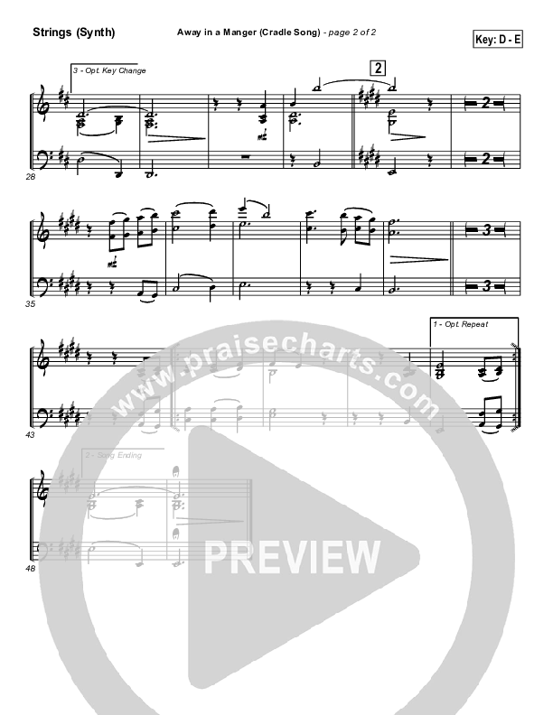 Away In A Manger (Cradle Song) Synth Strings ( / Traditional Carol / PraiseCharts)