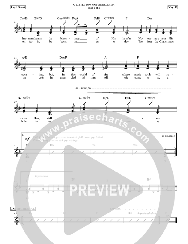 O Little Town Of Bethlehem Lead Sheet (Dan Graeber)