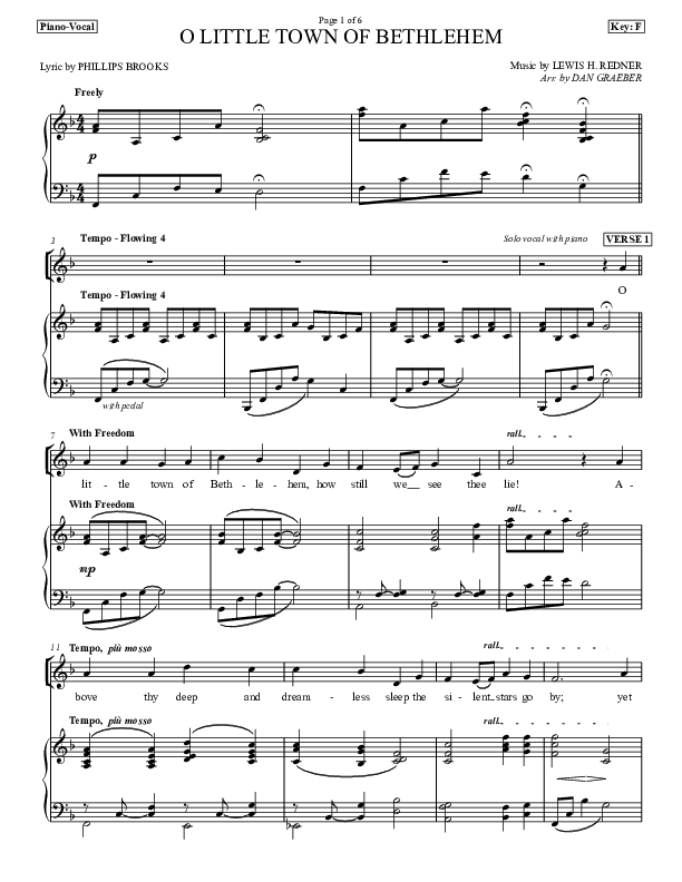 O Little Town Of Bethlehem Piano/Vocal (Dan Graeber)