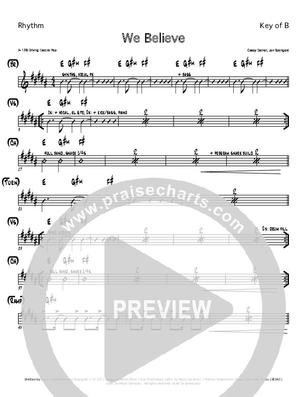 We Believe Rhythm Chart (Casey Darnell / North Point Worship)